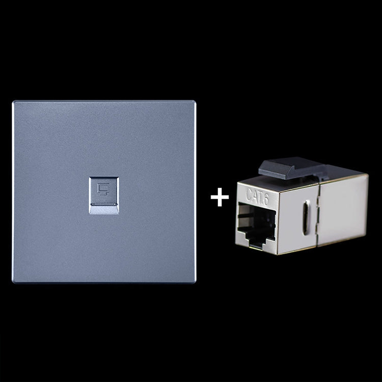 CAT.6 Shielded Pass-through Network Module, Single Port Panel + Shielded Pass-through (Grey) - Lan Cable and Tools by PMC TechLife | Online Shopping South Africa | PMC TechLife | Buy Now Pay Later Mobicred