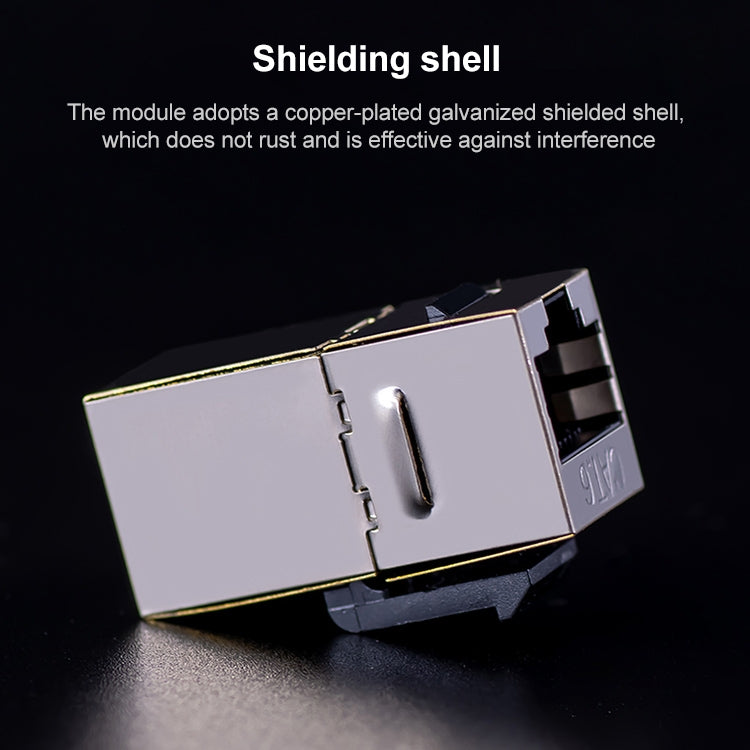 CAT.6 Shielded Pass-through Network Module, Single Port Panel + Shielded Pass-through (Grey) - Lan Cable and Tools by PMC TechLife | Online Shopping South Africa | PMC TechLife | Buy Now Pay Later Mobicred