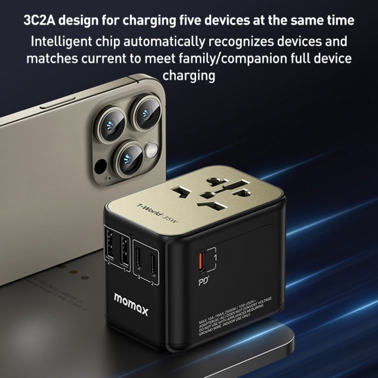 MOMAX 1-World UA9 PD 35W Fast Charger Power Adapter (Gold) - free shipping - PMC TechLife - Order now!