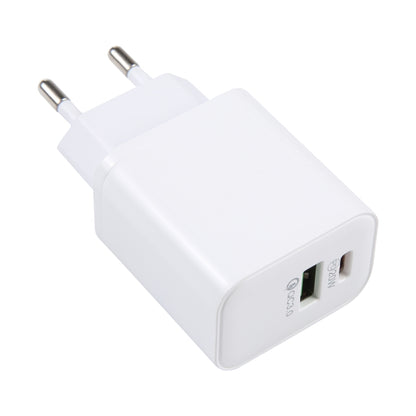 LZ-105A+C PD 20W USB-C/Type-C+QC 3.0 USB Ports Dot Pattern Travel Charger, EU Plug(White) - USB Charger by PMC Jewellery | Online Shopping South Africa | PMC Jewellery | Buy Now Pay Later Mobicred