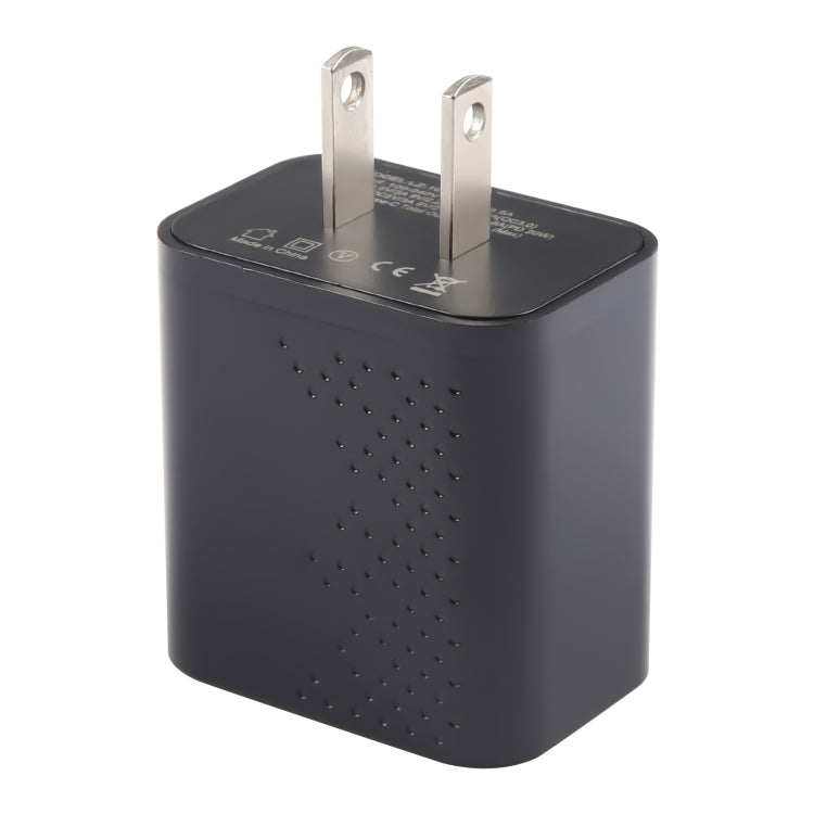 LZ-105A+C PD 20W USB-C/Type-C+QC 3.0 USB Ports Dot Pattern Travel Charger, US Plug(Black) - USB Charger by PMC Jewellery | Online Shopping South Africa | PMC Jewellery | Buy Now Pay Later Mobicred