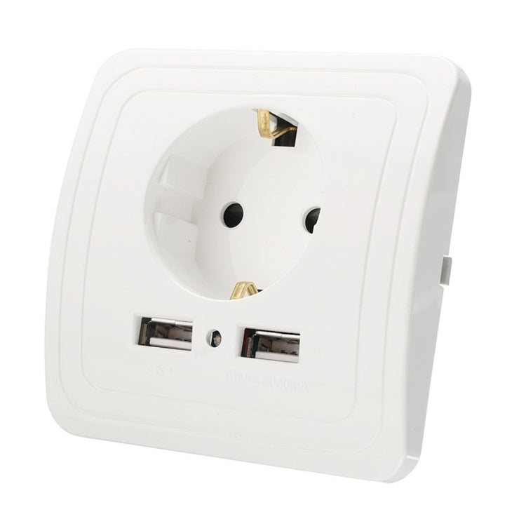 DIXINGE 2A Dual USB Port Wall Charger Adapter 16A EU Plug Socket Power Outlet Panel(White) - Plug Adaptor by PMC Jewellery | Online Shopping South Africa | PMC Jewellery | Buy Now Pay Later Mobicred