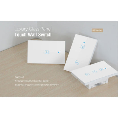 WS-US-01 EWeLink APP & Touch Control 2A 1 Gang Tempered Glass Panel Smart Wall Switch, AC 90V-250V, US Plug - Smart Socket by PMC Jewellery | Online Shopping South Africa | PMC Jewellery | Buy Now Pay Later Mobicred