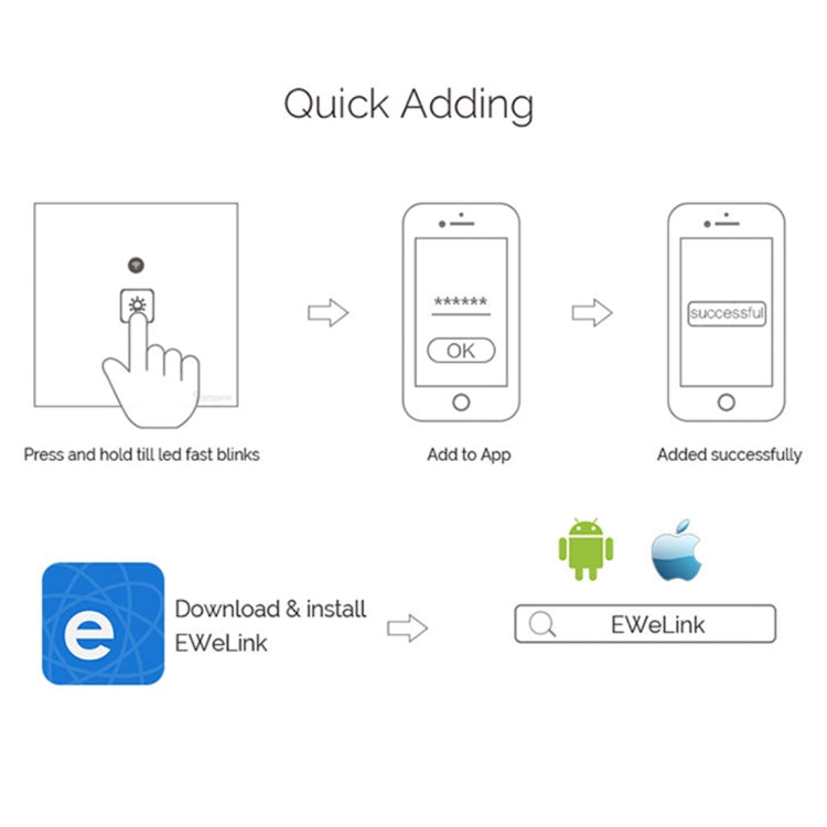 WS-US-01 EWeLink APP & Touch Control 2A 1 Gang Tempered Glass Panel Smart Wall Switch, AC 90V-250V, US Plug - Smart Socket by PMC Jewellery | Online Shopping South Africa | PMC Jewellery | Buy Now Pay Later Mobicred