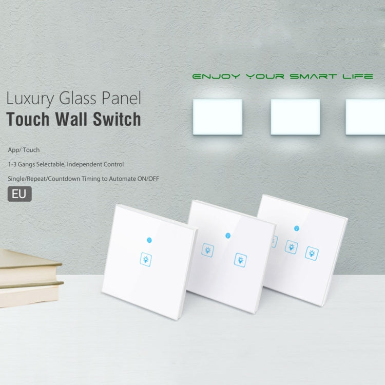 WS-EU-02 EWeLink APP & Touch Control 2A 2 Gangs Tempered Glass Panel Smart Wall Switch, AC 90V-250V, EU Plug - Smart Socket by PMC Jewellery | Online Shopping South Africa | PMC Jewellery | Buy Now Pay Later Mobicred