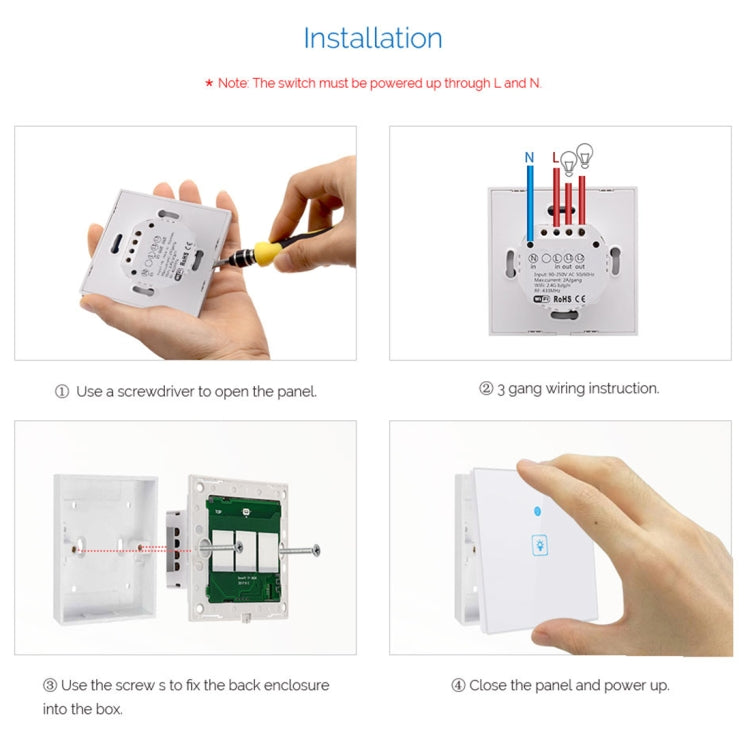 WS-EU-02 EWeLink APP & Touch Control 2A 2 Gangs Tempered Glass Panel Smart Wall Switch, AC 90V-250V, EU Plug - Smart Socket by PMC Jewellery | Online Shopping South Africa | PMC Jewellery | Buy Now Pay Later Mobicred