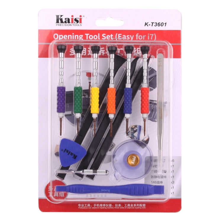 K-T3601 14 in 1 (6 x Screwdriver + 1 x Tweezers + 1 x Stainless Steel Spudger + 1 x Anti-static Spudger + 3 x 146 Spudger + 1 x Suction Sucker + 1 x Triangle Opener) Profession Multi-purpose Opening Tool Set for iPhone, Samsung, Xiaomi and More Phones - Tool Kits by Kaisi | Online Shopping South Africa | PMC TechLife | Buy Now Pay Later Mobicred