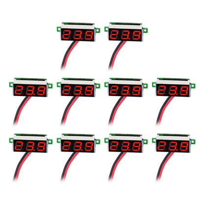 10 PCS 0.36 inch 2 Wires Digital Voltage Meter, Color Light Display, Measure Voltage: DC 2.5-30V (Red) - Current & Voltage Tester by PMC Jewellery | Online Shopping South Africa | PMC Jewellery | Buy Now Pay Later Mobicred