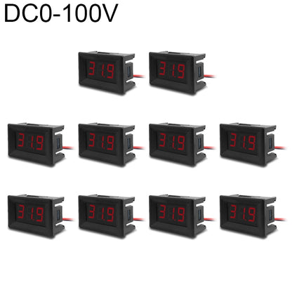 10 PCS 0.36 inch 3 Wires Digital Voltage Meter with Shell, Color Light Display, Measure Voltage: DC 0-100V (Red) - Current & Voltage Tester by PMC Jewellery | Online Shopping South Africa | PMC Jewellery | Buy Now Pay Later Mobicred