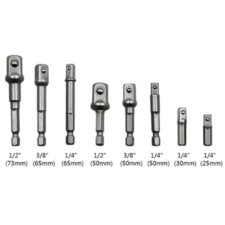 8 PCS/Set Socket Bit Extension Bar Hex Shank Adapter Drill Nut Driver Power Drill Bit, 1/4(65/50/30/25mm), 3/8(65/50mm), 1/2(73/50mm) - Hex Key & Spanner by PMC TechLife | Online Shopping South Africa | PMC TechLife