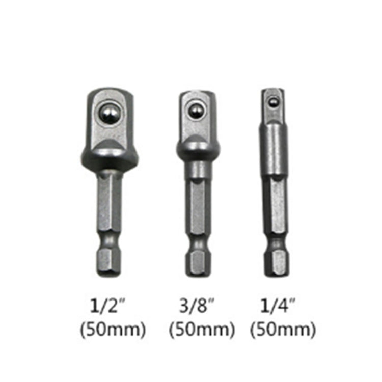 3 PCS/Set Socket Bit Extension Bar Hex Shank Adapter Drill Nut Driver Power Drill Bit(1/4, 3/8, 1/2 inch), Length:50mm - Hex Key & Spanner by PMC Jewellery | Online Shopping South Africa | PMC Jewellery