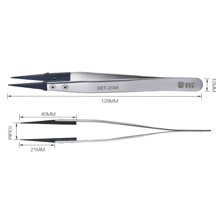 BEST BST-259A  Stainless Steel Snti Static Tweezer - Tweezers by PMC Jewellery | Online Shopping South Africa | PMC Jewellery | Buy Now Pay Later Mobicred