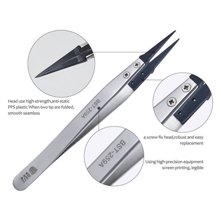 BEST BST-259A  Stainless Steel Snti Static Tweezer - Tweezers by PMC Jewellery | Online Shopping South Africa | PMC Jewellery | Buy Now Pay Later Mobicred