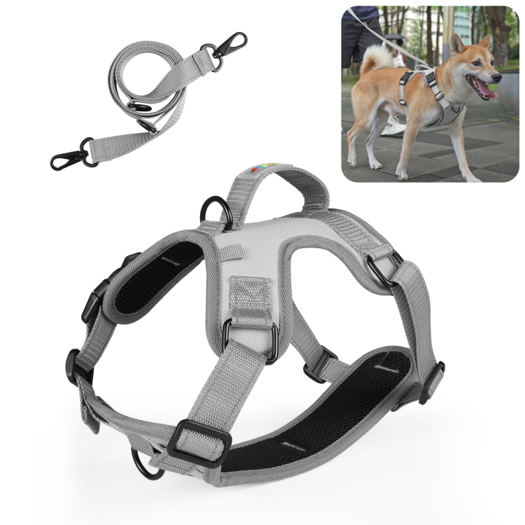 FunAdd Traction Rope Reflective Breathable Nylon Pet Vest Dog Harness, Size: M (Grey) - Leashes & Chest Strap by FunAdd | Online Shopping South Africa | PMC Jewellery