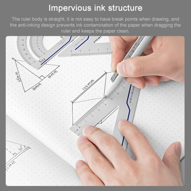 Original Xiaomi Youpin Fizz Aluminum Alloy Ruler Set Ruler Drawing Measurement Geometric Triangle Protractor (Red) - Rulers by Xiaomi | Online Shopping South Africa | PMC Jewellery | Buy Now Pay Later Mobicred