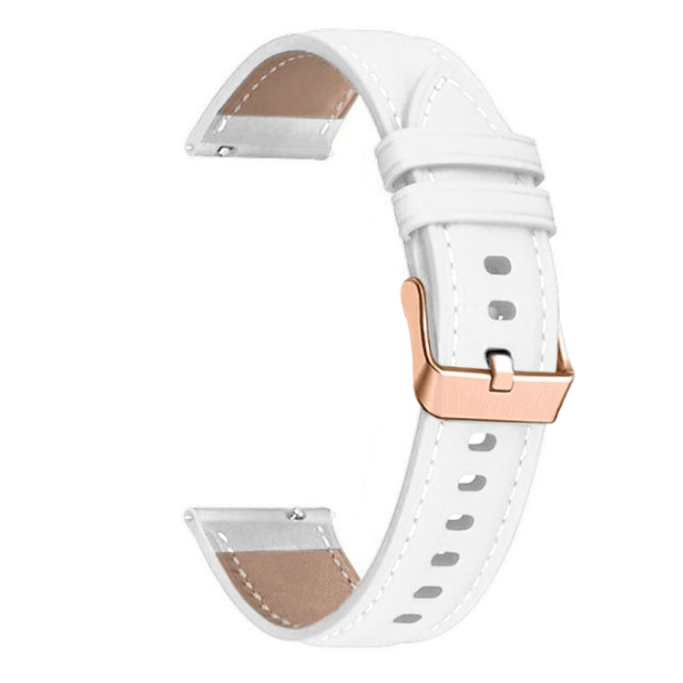 For Garmin Forerunner 265S / 255S / Venu 2S 18mm Rose Gold Buckle Genuine Leather Watch Band (White) - free shipping - PMC TechLife - Order now!