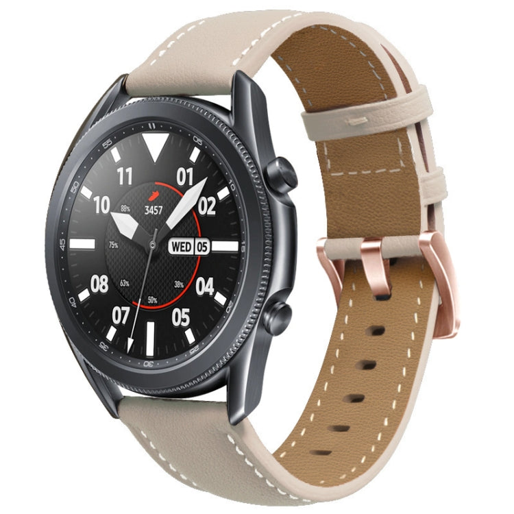 For Garmin Forerunner 265S / 255S / Venu 2S 18mm Rose Gold Buckle Genuine Leather Watch Band (Apricot) - free shipping - PMC TechLife - Order now!