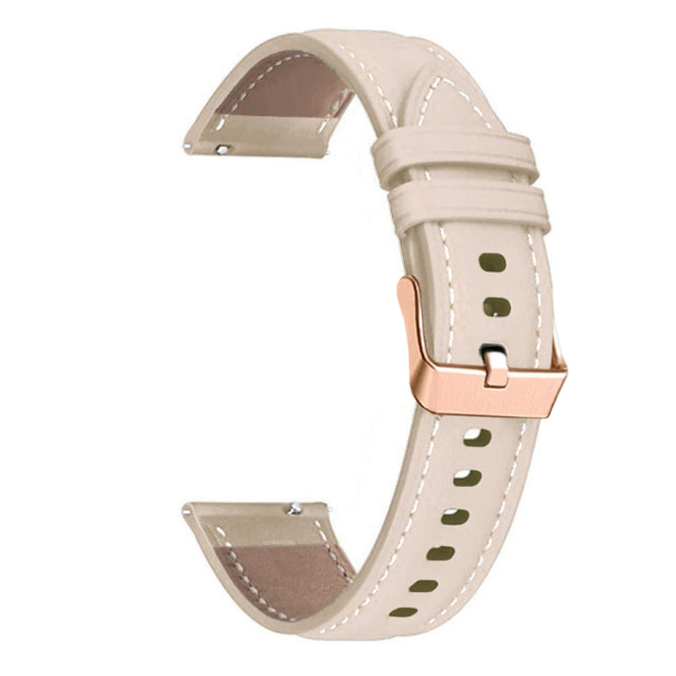For Garmin Forerunner 265S / 255S / Venu 2S 18mm Rose Gold Buckle Genuine Leather Watch Band (Apricot) - free shipping - PMC TechLife - Order now!