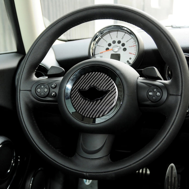 Car Steering Wheel F Chassis Logo Carbon Fiber Decorative Sticker for BMW Mini Cooper F55 / F56 / F60 / Countryman F60 - Car Interior Mouldings by PMC TechLife | Online Shopping South Africa | PMC TechLife | Buy Now Pay Later Mobicred