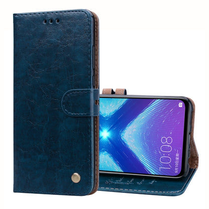 Business Style Oil Wax Texture Horizontal Flip Leather Case for Huawei Honor 8X, with Holder & Card Slots & Wallet(Blue) - Honor Cases by PMC Jewellery | Online Shopping South Africa | PMC Jewellery | Buy Now Pay Later Mobicred