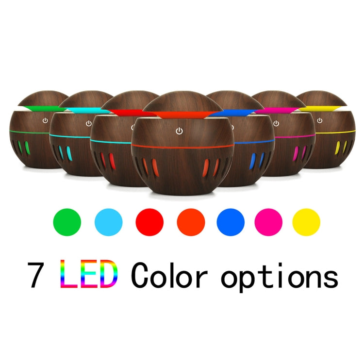 Wood Grain USB Hollowed-out Humidifier Seven Color Aromatherapy Lamp Automatic Alcohol Sprayer with Remote Control(Dark Brown-3) - free shipping - PMC TechLife - Order now!