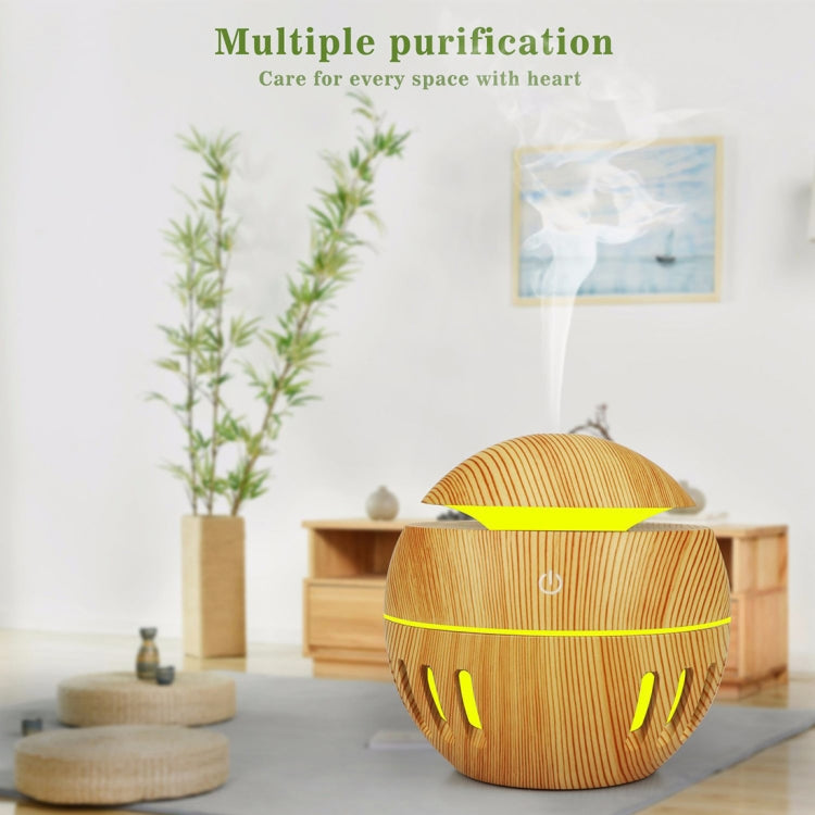 Wood Grain USB Hollowed-out Humidifier Seven Color Aromatherapy Lamp Automatic Alcohol Sprayer with Remote Control(Dark Brown-3) - free shipping - PMC TechLife - Order now!