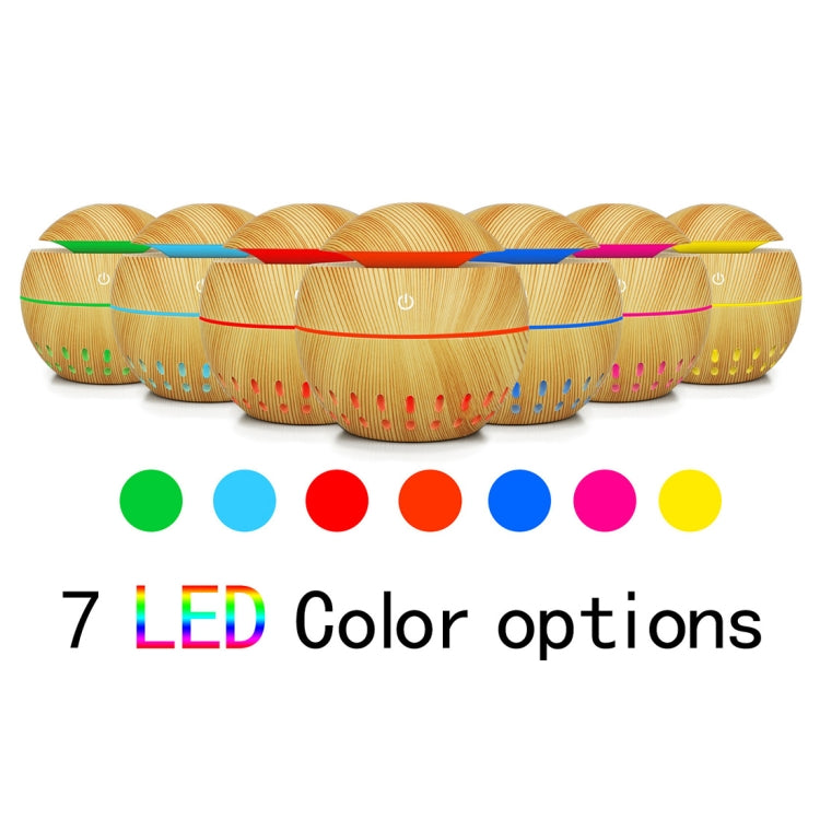 Wood Grain USB Hollowed-out Humidifier Seven Color Aromatherapy Lamp Automatic Alcohol Sprayer with Remote Control(White-1) - free shipping - PMC TechLife - Order now!