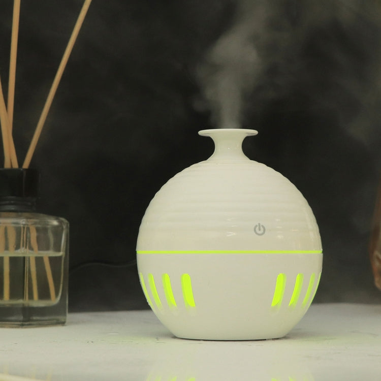 Wood Grain USB Hollowed-out Humidifier Seven Color Aromatherapy Lamp Automatic Alcohol Sprayer with Remote Control(White-2) - free shipping - PMC TechLife - Order now!