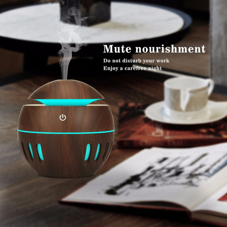 Wood Grain USB Hollowed-out Humidifier Seven Color Aromatherapy Lamp Automatic Alcohol Sprayer with Remote Control(Pink) - free shipping - PMC TechLife - Order now!