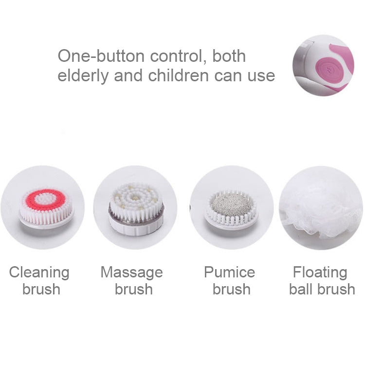 Multi-function Electric Waterproof Bath Cleansing Brush Long-handled Massage Brush, with 4 Brush Heads(Orange) - Bath Brushes & Sponges by PMc TechLife | Online Shopping South Africa | PMc TechLife | Buy Now Pay Later Mobicred