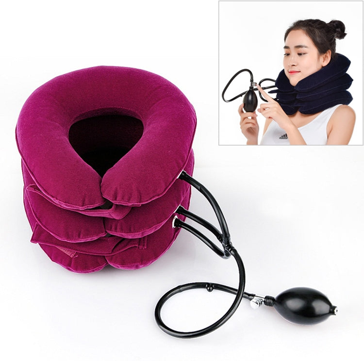 Household Full Cashmere Cervical Traction Instrument Neck Protection Inflatable Cervical Spine Massage Instrument (Rose Red) - free shipping - PMC TechLife - Order now!