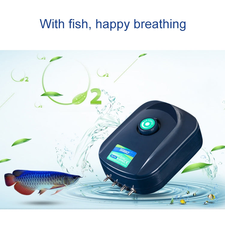 SOBO SB-988 12W 4 Outlets Adjustable Flow Silent Aquarium Air Pump Fish Tank Oxygen Air Pump - Air Pumps by PMC TechLife | Online Shopping South Africa | PMC TechLife