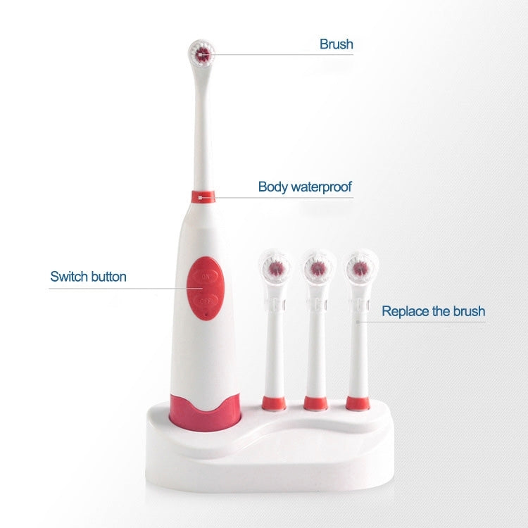 2W Creative Household Waterproof Rotary Electric Toothbrush Set with 4 Replacement Brush Heads & Base, 8500 Revolutions Per Minute(Red) - Toothbrushes by PMC TechLife | Online Shopping South Africa | PMC TechLife | Buy Now Pay Later Mobicred