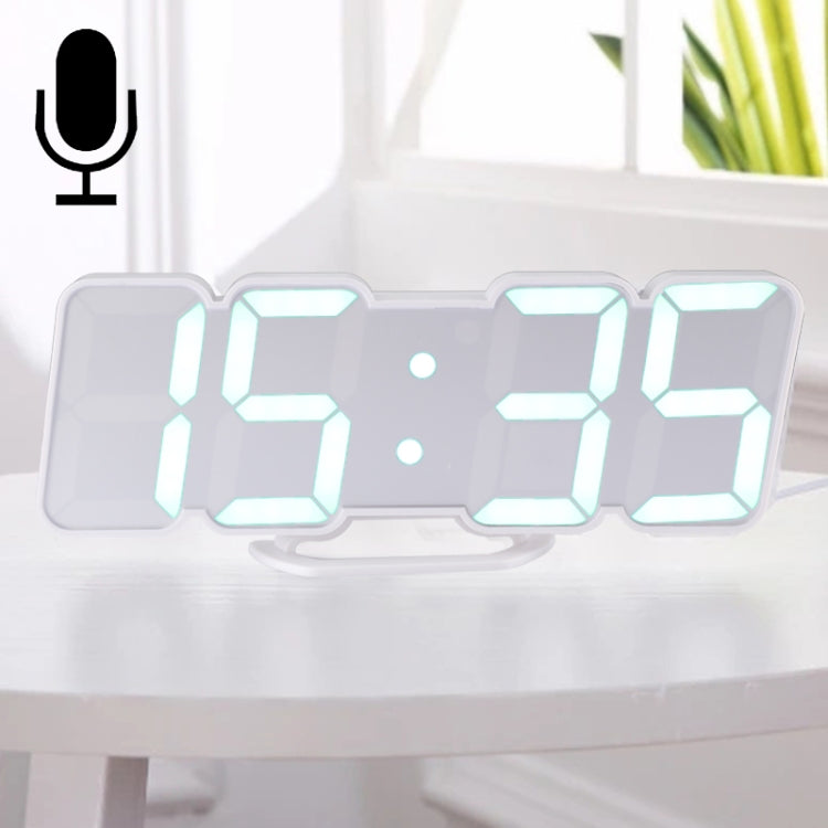 Modern 3D LED Sound Control Colorful Digital Alarm Clock Adjust Brightness Electronic Wall Glowing Hanging Clock with Remote Control(White) - Wall Clock by PMc TechLife | Online Shopping South Africa | PMc TechLife | Buy Now Pay Later Mobicred