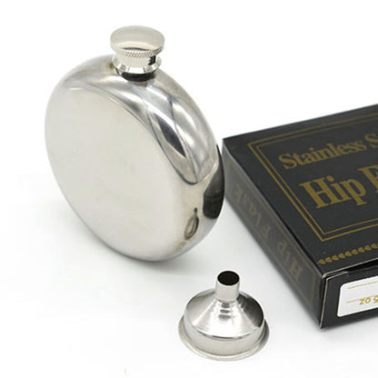 140mL(5oz) Men Mirror Handy Hip Flask Stainless Steel Portable Round Jug (With Small Funnel)(Silver) - Condiment Bottles & Hip Flasks by PMC Jewellery | Online Shopping South Africa | PMC Jewellery