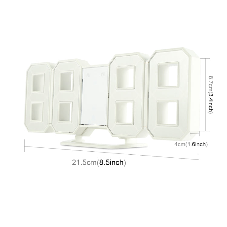 Multi-Function Large 3D LED Digital Wall Alarm Clock with Snooze Function, 12/24 Hours Display for Home, Kitchen, Office, DC 5V, CE Certificated(White) - Wall Clock by PMc TechLife | Online Shopping South Africa | PMc TechLife | Buy Now Pay Later Mobicred