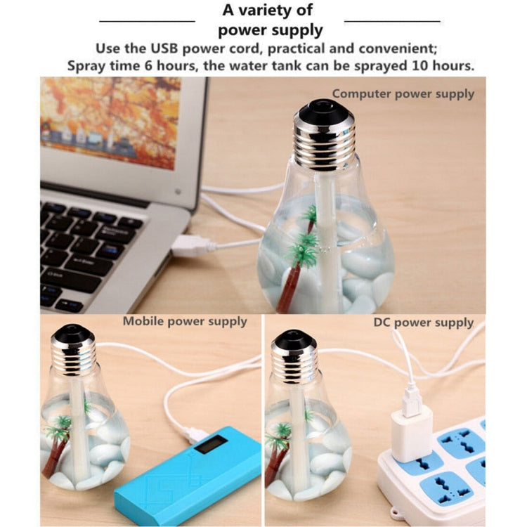 400ML Colorful Light Portable Bulb Shape Aromatherapy Air Purifier Humidifier for Home / Office / Car(Silver) - Air Purifiers & Accessories by PMC TechLife | Online Shopping South Africa | PMC TechLife | Buy Now Pay Later Mobicred