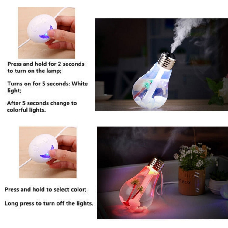 400ML Colorful Light Portable Bulb Shape Aromatherapy Air Purifier Humidifier for Home / Office / Car(Silver) - Air Purifiers & Accessories by PMC TechLife | Online Shopping South Africa | PMC TechLife | Buy Now Pay Later Mobicred