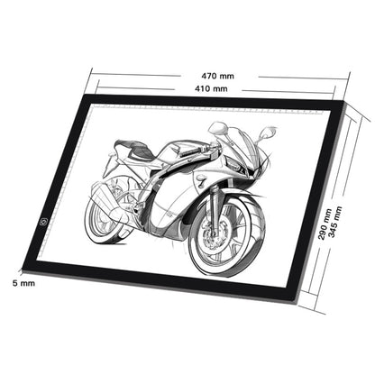 A3 Size 8W 5V LED Ultra-thin Stepless Dimming Acrylic Copy Boards for Anime Sketch Drawing Sketchpad, with USB Cable & Plug -  by PMC Jewellery | Online Shopping South Africa | PMC Jewellery | Buy Now Pay Later Mobicred