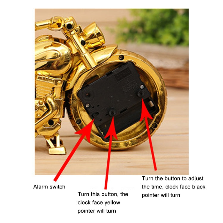 Cartoon Motorcycle Alarm Clock Bedroom Plastic Pointer Alarm Clock, Size: 23*13*6cm(Black, Gold) - Alarm Clocks by PMc TechLife | Online Shopping South Africa | PMc TechLife | Buy Now Pay Later Mobicred