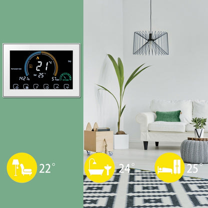 BHT-8000-GA Control Water Heating Energy-saving and Environmentally-friendly Smart Home Negative Display LCD Screen Round Room Thermostat without WiFi(White) - Thermostat & Thermometer by PMC Jewellery | Online Shopping South Africa | PMC Jewellery | Buy Now Pay Later Mobicred