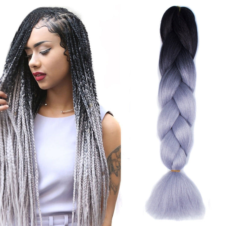 Fashion Color Gradient Individual Braid Wigs Chemical Fiber Big Braids, Length: 60cm(15Black+Silver Grey) - free shipping - PMC TechLife - Order now!