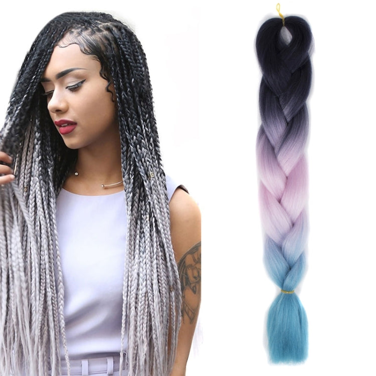 Fashion Color Gradient Individual Braid Wigs Chemical Fiber Big Braids, Length: 60cm(28Black+Pink+Lake Blue) - free shipping - PMC TechLife - Order now!