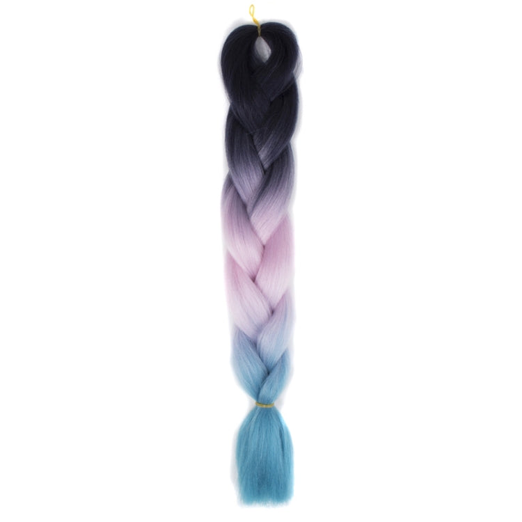 Fashion Color Gradient Individual Braid Wigs Chemical Fiber Big Braids, Length: 60cm(28Black+Pink+Lake Blue) - free shipping - PMC TechLife - Order now!