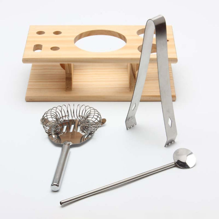 9 in 1 Stainless Steel Cocktail Shaker Tools Set with Wooden Mount, Capacity: 550ml - Bartending Tools by PMC Jewellery | Online Shopping South Africa | PMC Jewellery | Buy Now Pay Later Mobicred