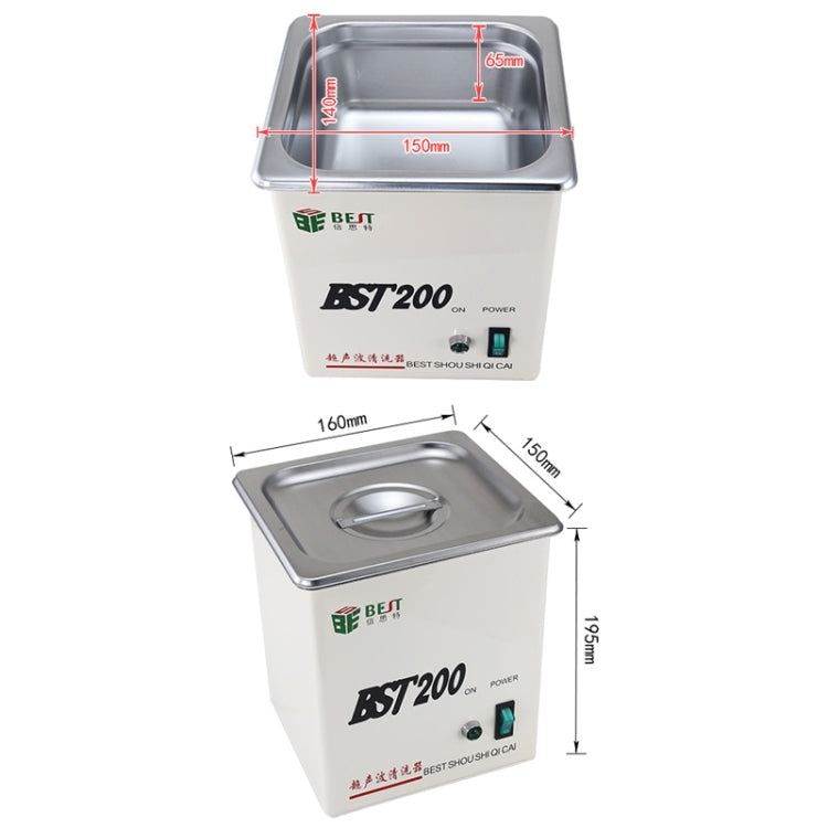 BEST-200 1.5L Stainless Steel Ultrasonic Cleaner (Voltage 220V) - free shipping - PMC TechLife - Order now!