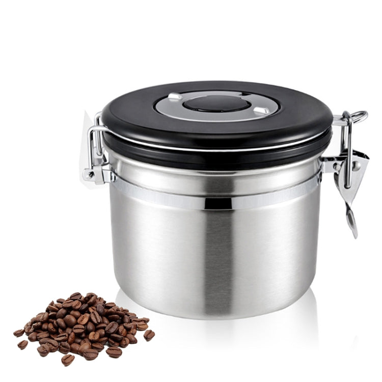 800ml Stainless Steel Sealed Food Coffee Grounds Bean Storage Container with Built-in CO2 Gas Vent Valve & Calendar (Silver) - Coffee Tools by PMC Jewellery | Online Shopping South Africa | PMC Jewellery | Buy Now Pay Later Mobicred