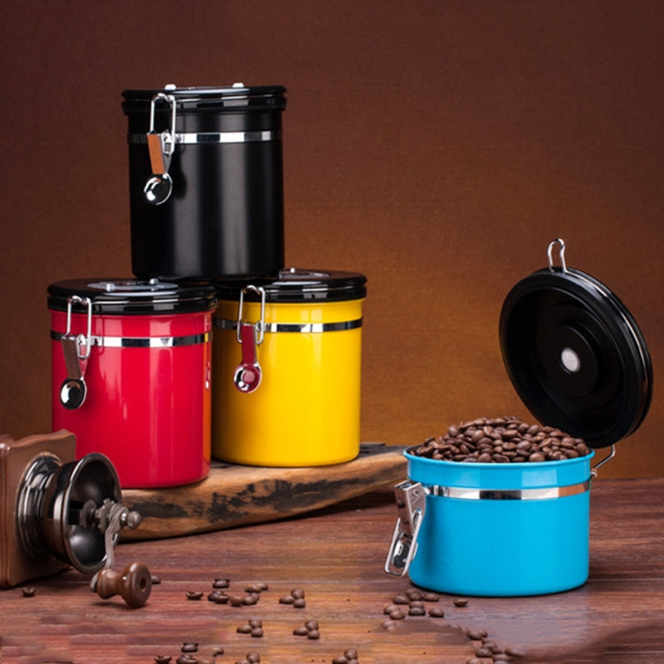 1200ml Stainless Steel Sealed Food Coffee Grounds Bean Storage Container with Built-in CO2 Gas Vent Valve & Calendar (Black) - Coffee Machine & Accessories by PMC TechLife | Online Shopping South Africa | PMC TechLife | Buy Now Pay Later Mobicred