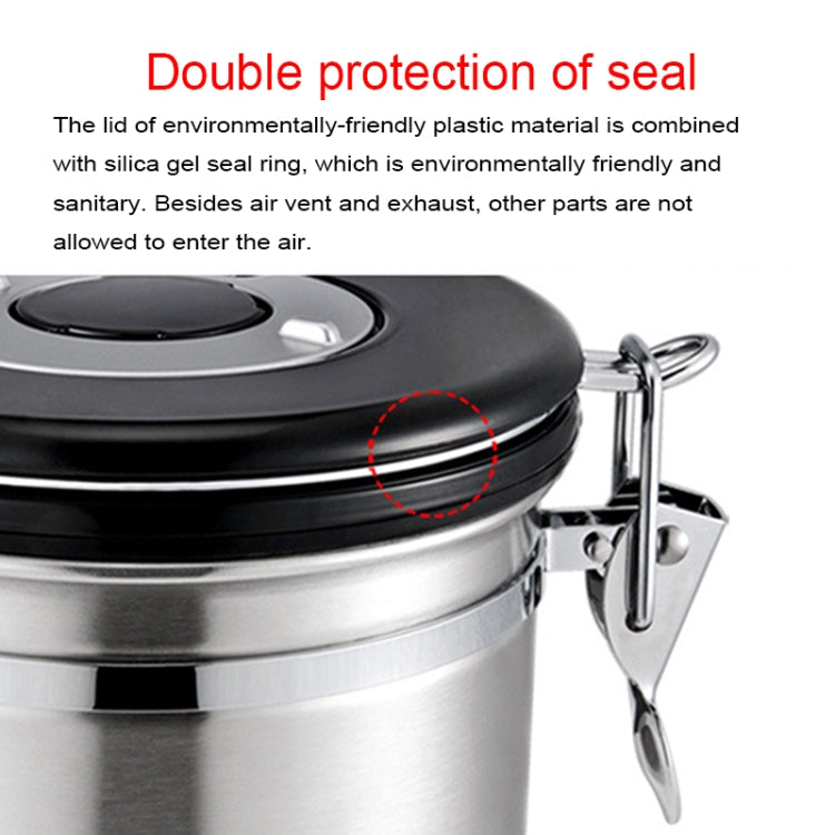 1200ml Stainless Steel Sealed Food Coffee Grounds Bean Storage Container with Built-in CO2 Gas Vent Valve & Calendar (Black) - Coffee Machine & Accessories by PMC TechLife | Online Shopping South Africa | PMC TechLife | Buy Now Pay Later Mobicred