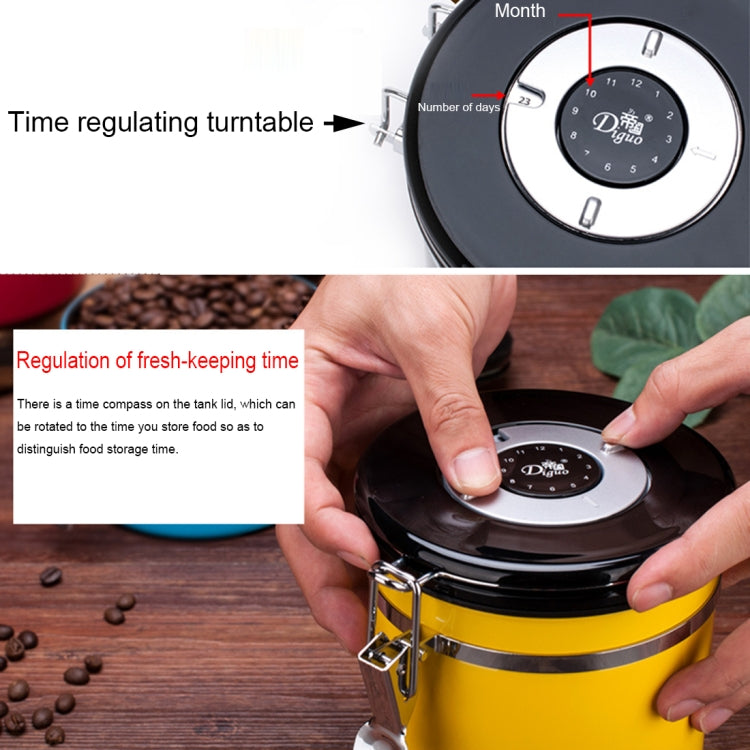 1200ml Stainless Steel Sealed Food Coffee Grounds Bean Storage Container with Built-in CO2 Gas Vent Valve & Calendar (Black) - Coffee Machine & Accessories by PMC TechLife | Online Shopping South Africa | PMC TechLife | Buy Now Pay Later Mobicred